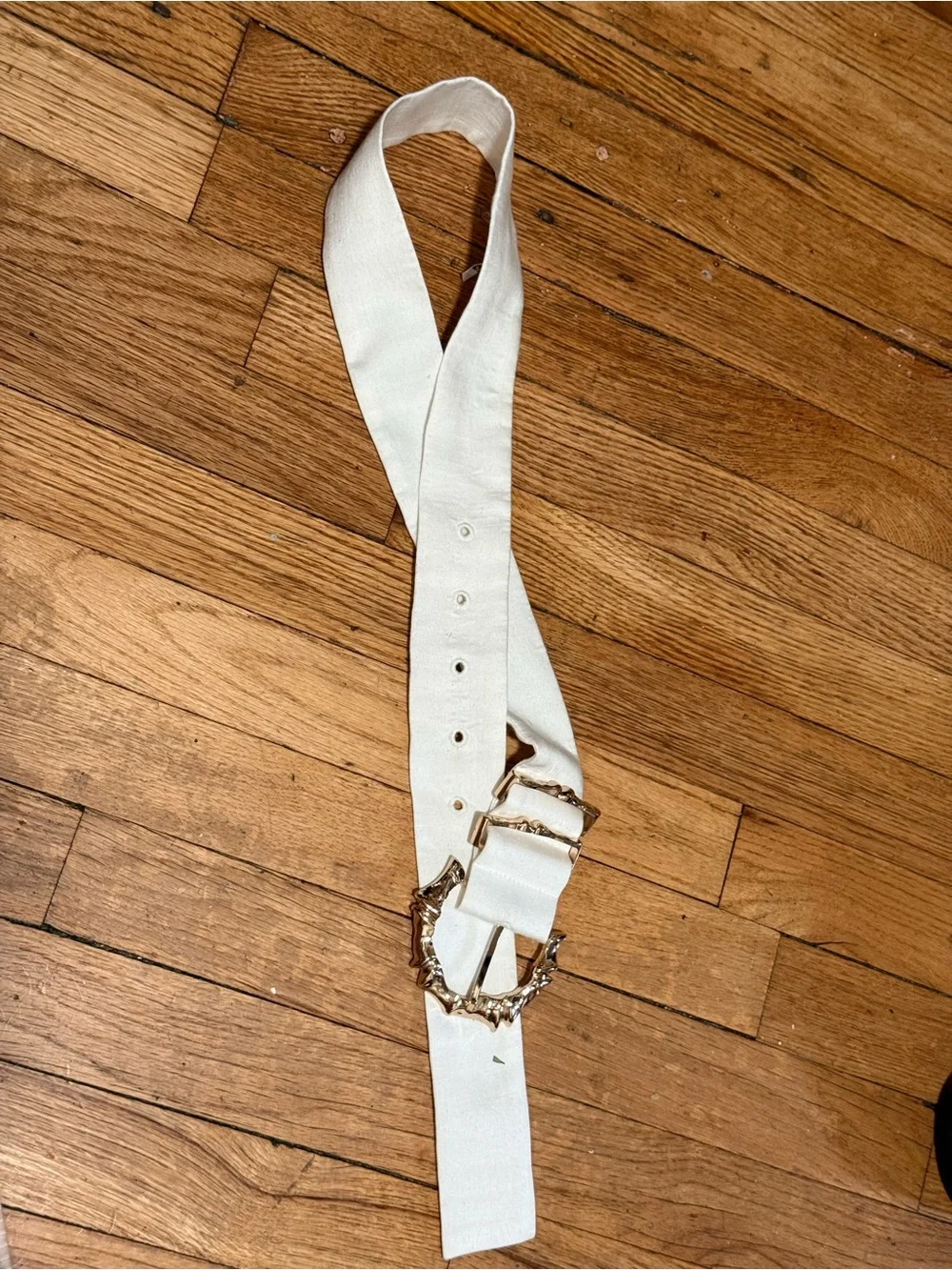 Gold Buckle White Fabric Waist Belt - Women Accessories Acler